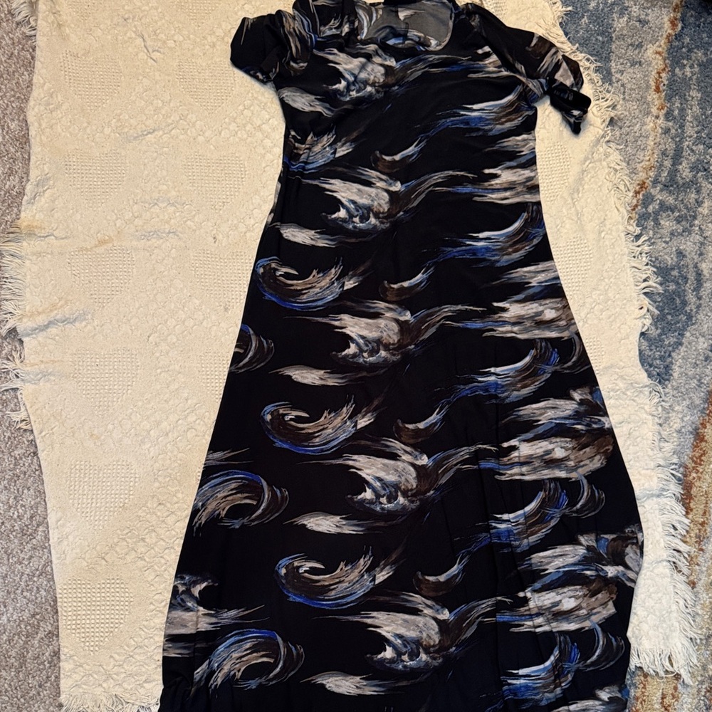 Attitudes by Renee Black and Blue Swirl Maxi Dress